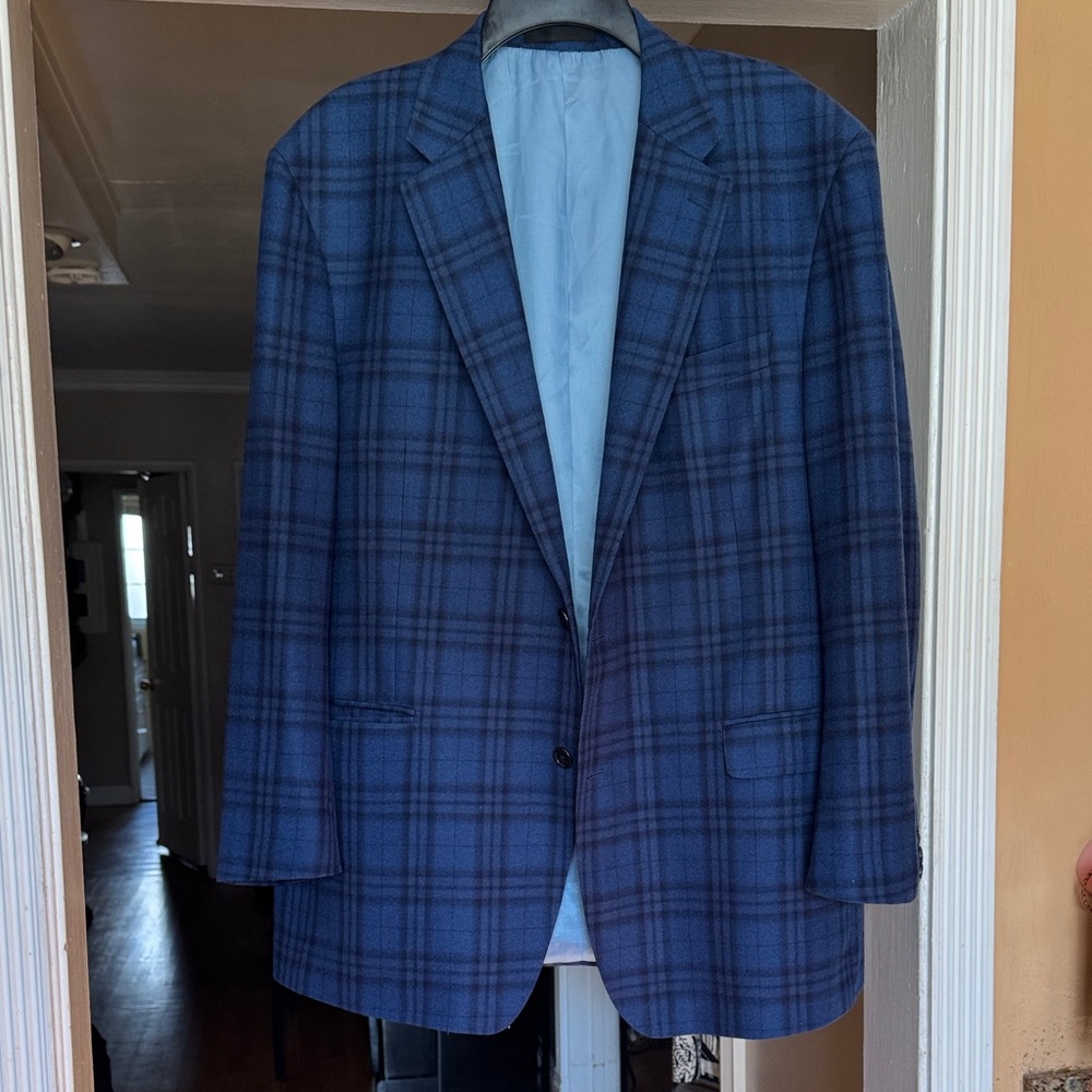 Paul Betenly Sport Coat - Loro Piana Superfine Wool - Blue Plaid - 42 R